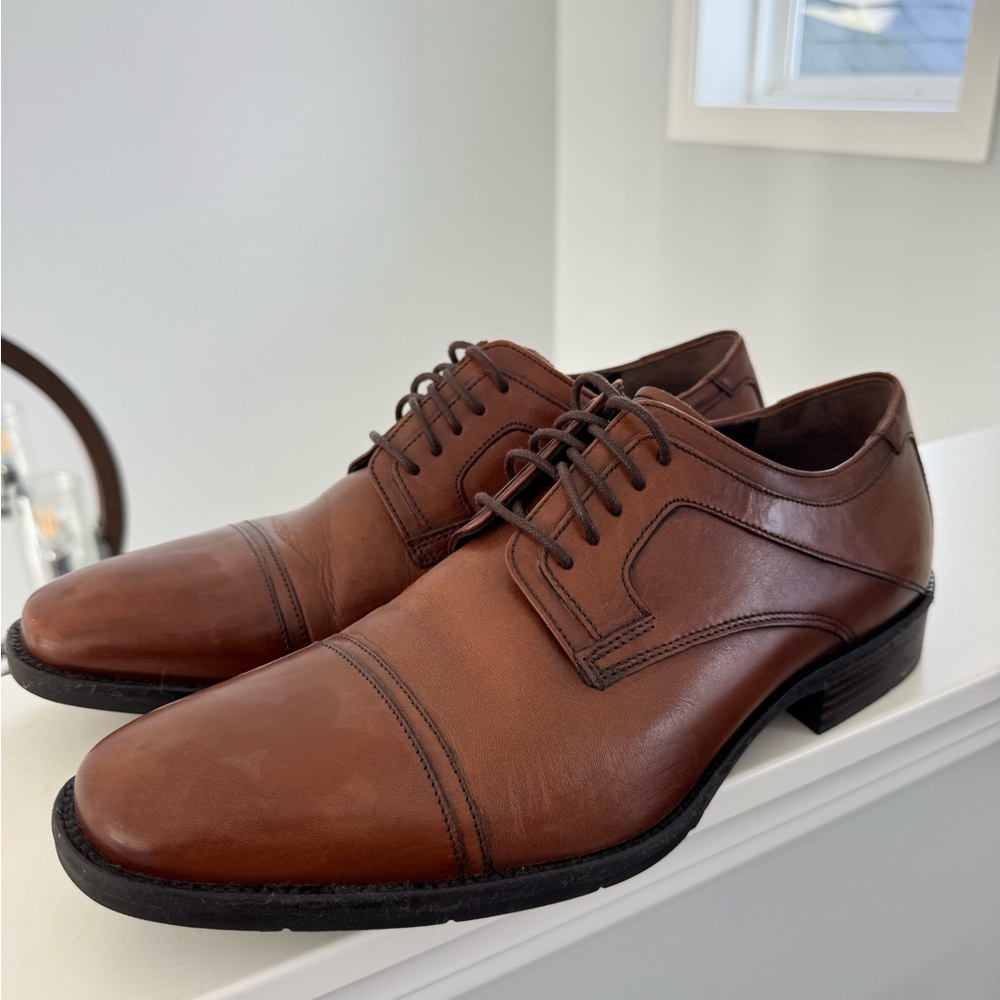 Johnston & Murphy Genuine Sheepskin Leather Men's Size 11 Brown Cognac Oxfords